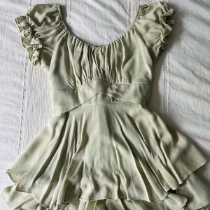 Elegant Greeb Ruffle Dress
